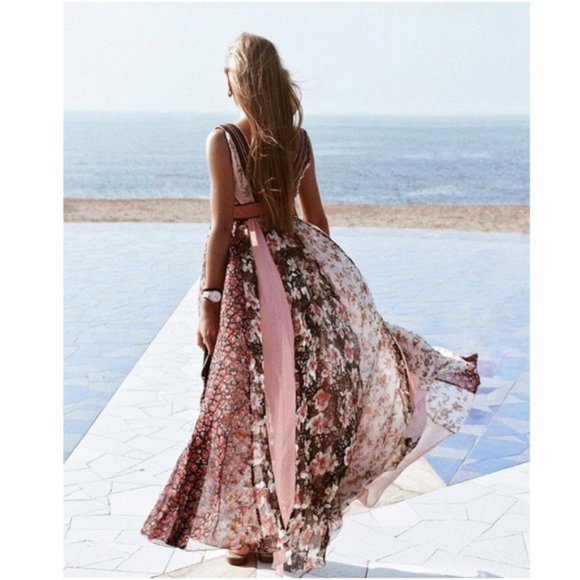 Zara Studio Shimmery Patchwork Maxi Dress